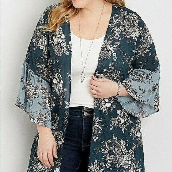 Maurices Tops - Maurices Floral Bell Sleeve Kimono Top H11345